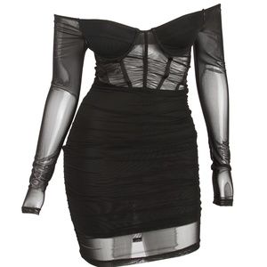 Black Mesh Corset Style Mini Dress